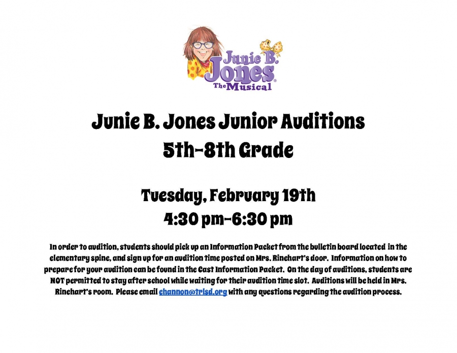 Junie B. Jones auditions for elementary and middle school students